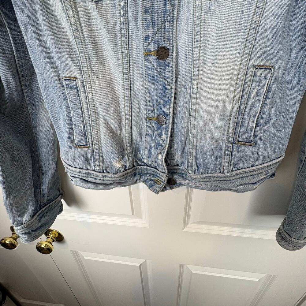 Abercrombie & Fitch Denim Jacket Distressed Vintage Y2K Light Wash Women's L - Picture 3 of 10